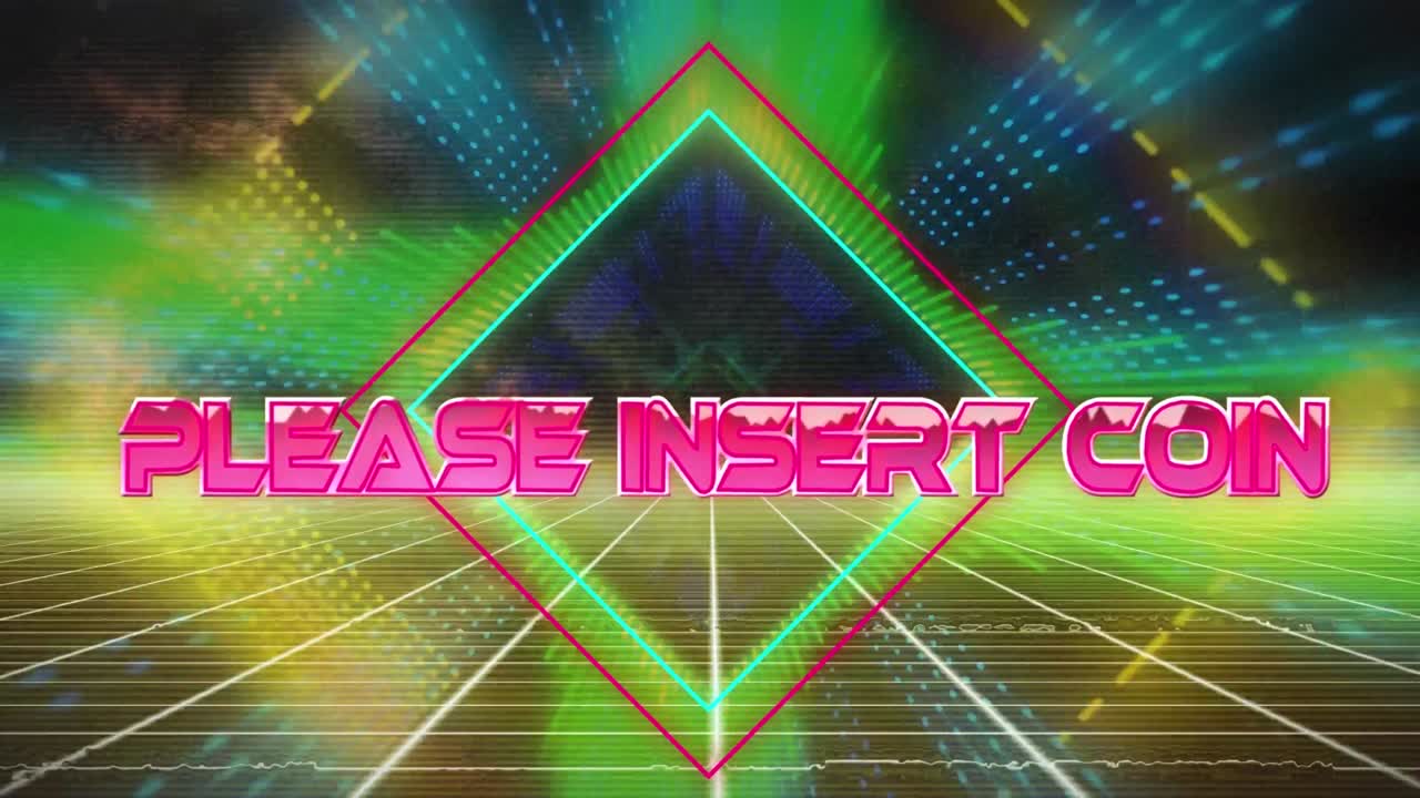 디지털 추상 공간에 동전을  ⁇ 입하십시오의 애니메이션