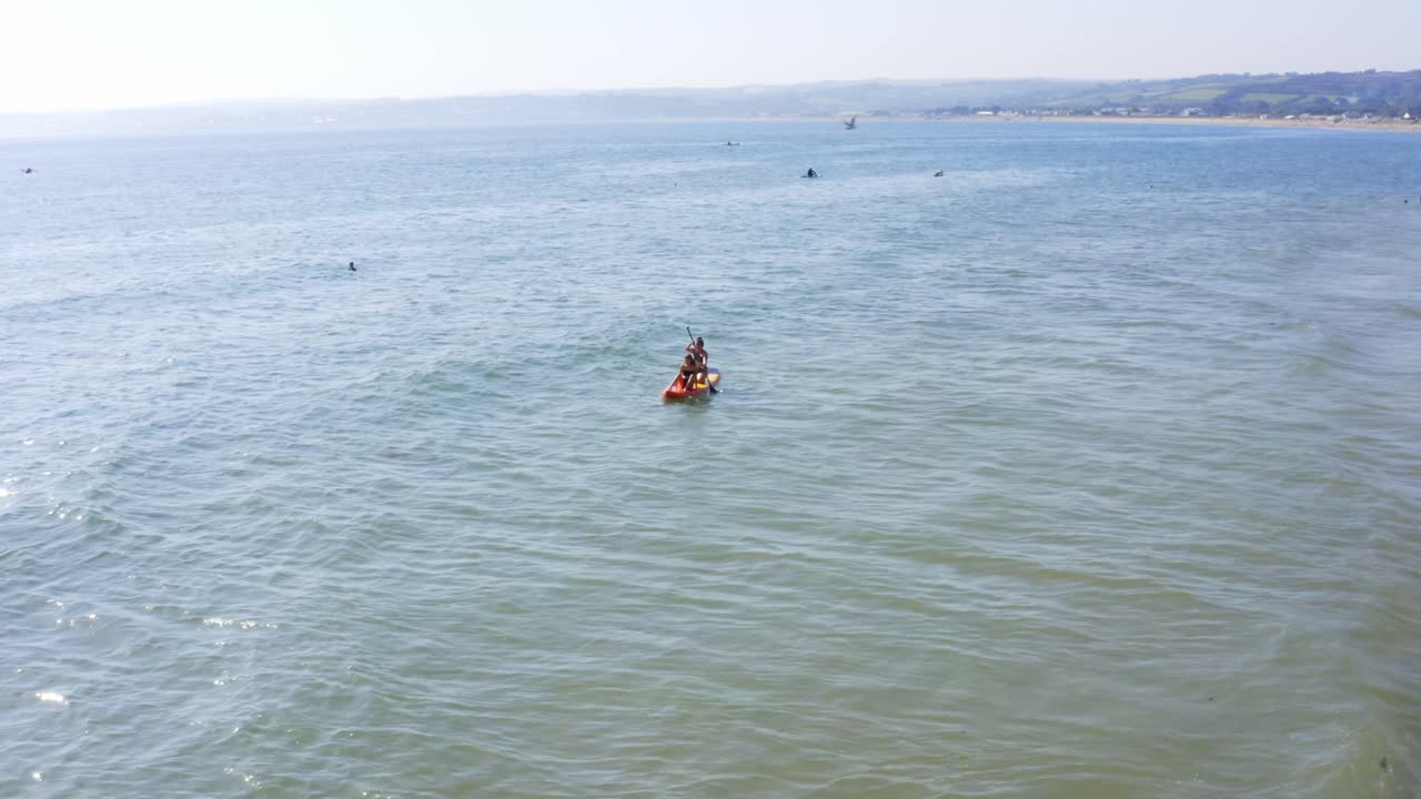 Arriving in a kayak to Marazion Cornwall England aerial