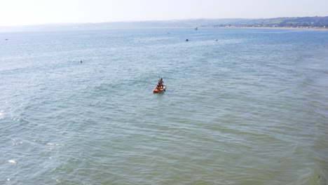 arriving in a kayak to marazion cornwall england aerial