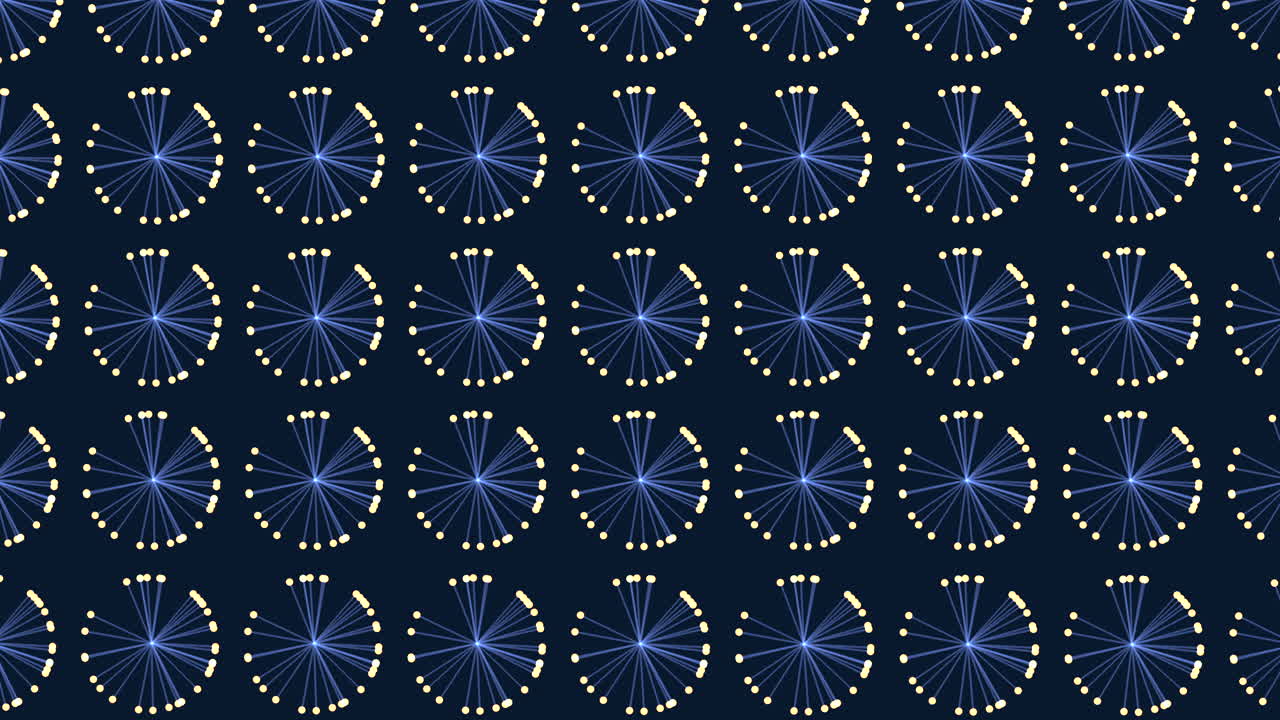 Symmetrical pattern of blue dots on dark background