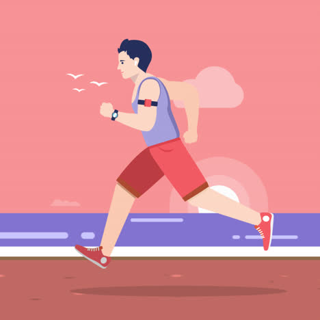 Man Running on the Beach at Sunset
