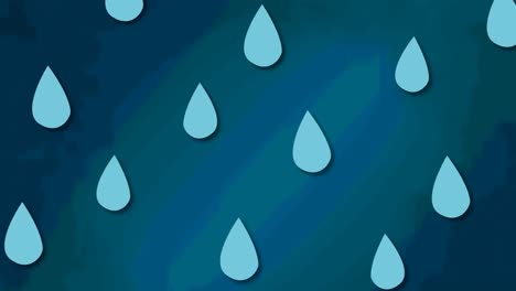 Animation-of-blue-raindrops-falling-on-blue-striped-background