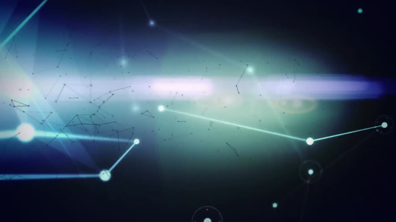 Animation of network of connections and constellations on black background