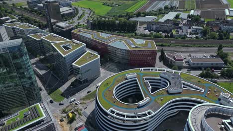 buildings in city of dusseldorf trade tiles for vegetation and green roofs