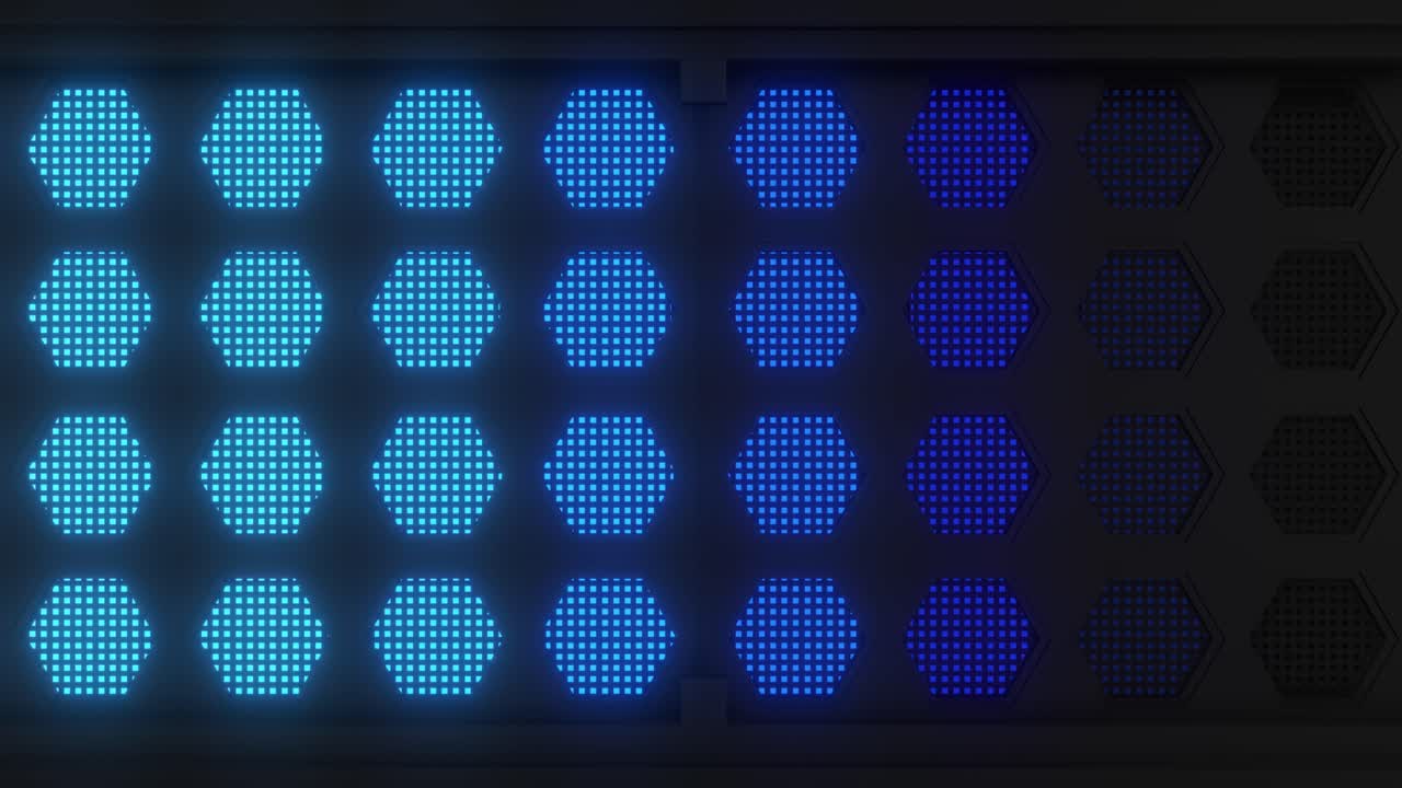 Futuristic Hexagon Panel with Glowing Blue LEDs