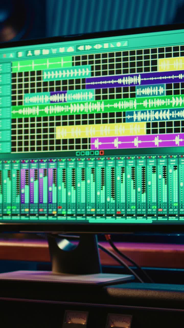 Digital Audio Workstation and Microphone in a Recording Studio