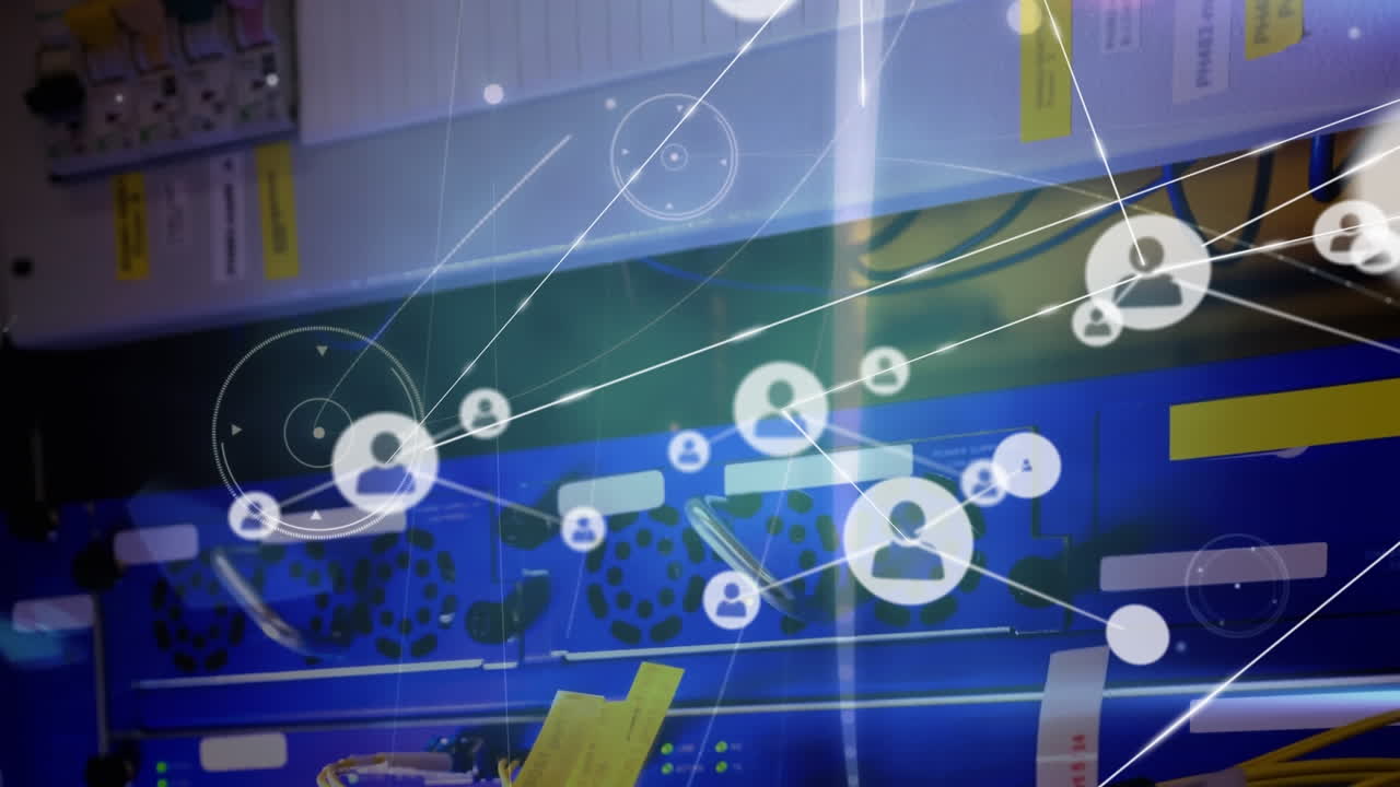 서버  ⁇  위의 아이콘으로 연결 네트워크의 애니메이션