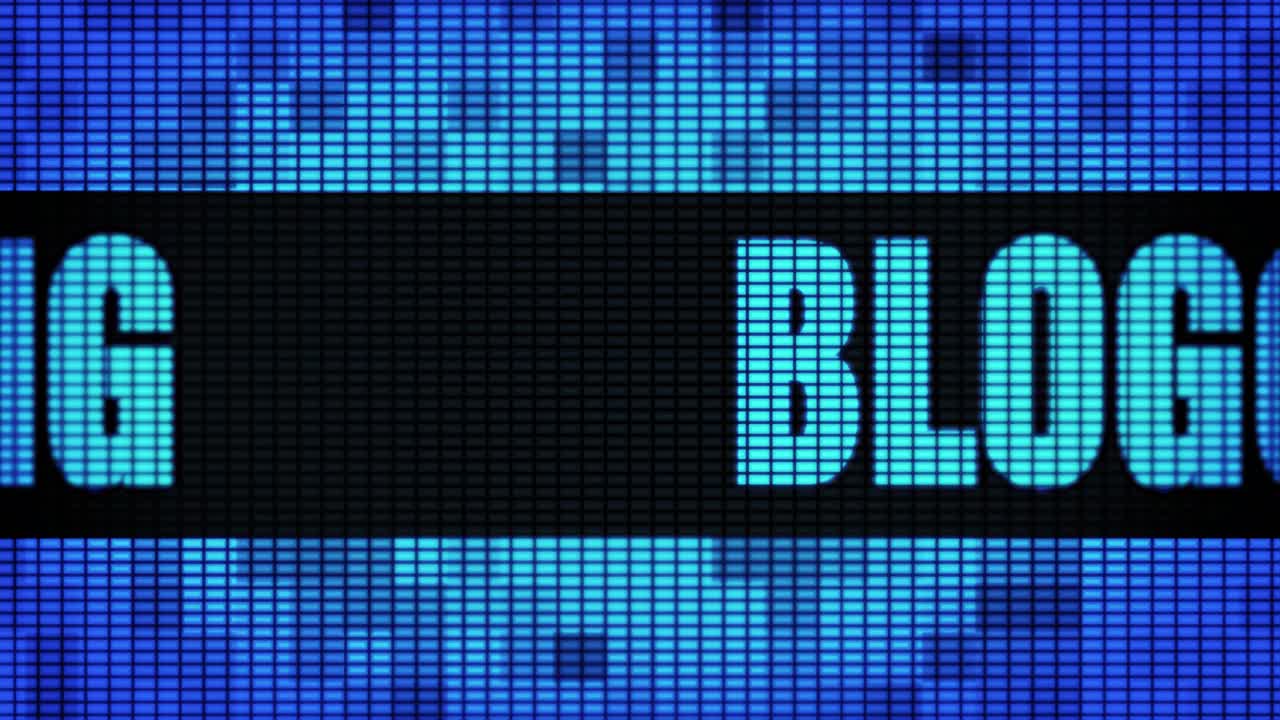 Image of text "BLOGGING" on a digital display