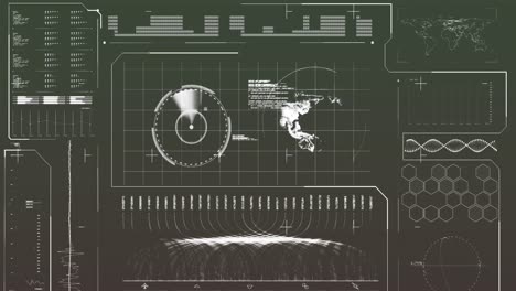 animación del procesamiento de datos sobre un fondo oscuro