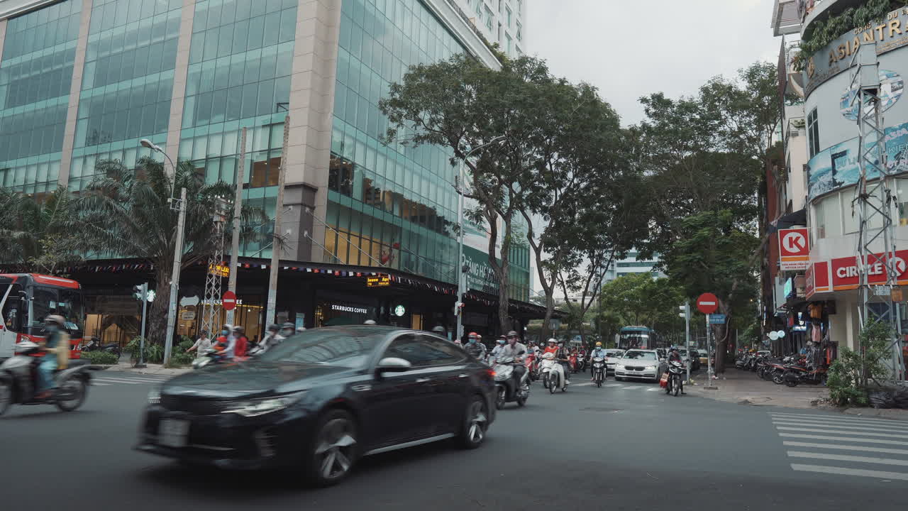 Busy City Intersection in Vietnam