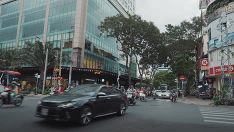 busy city intersection in vietnam