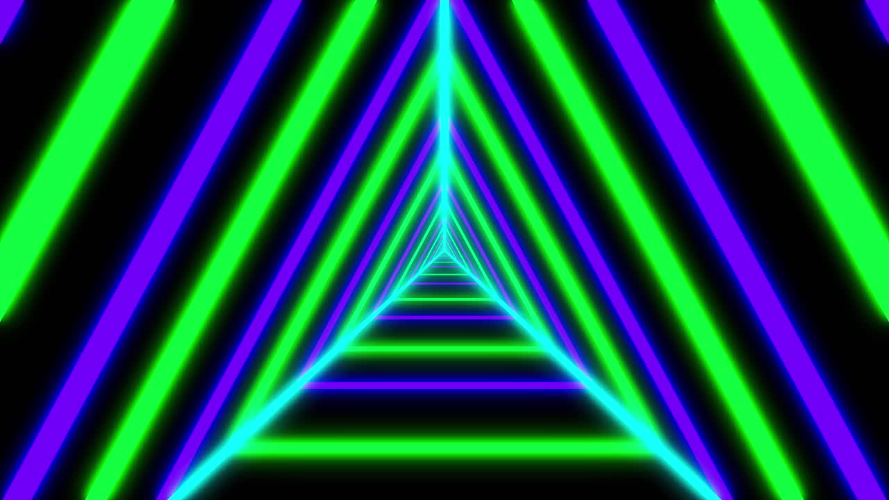 animación de un patrón de neón púrpura y verde que se mueve en movimiento hipnótico en un bucle sin costuras