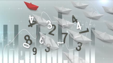 animación del procesamiento de datos sobre barcos de papel