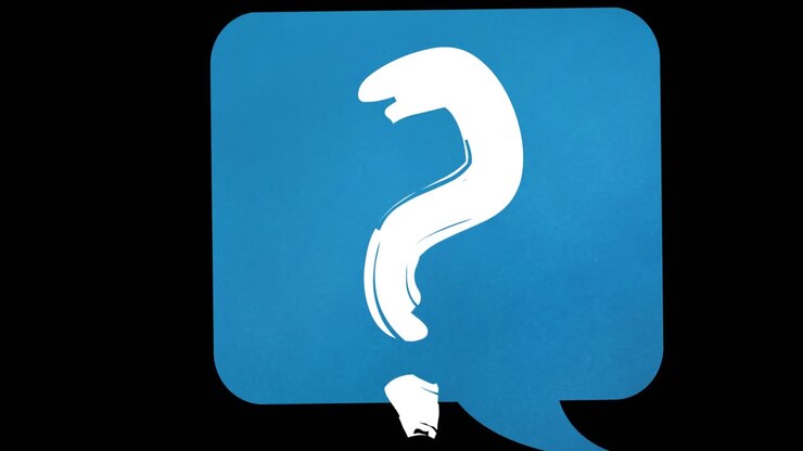 Animation of question mark in speech bubble on black background