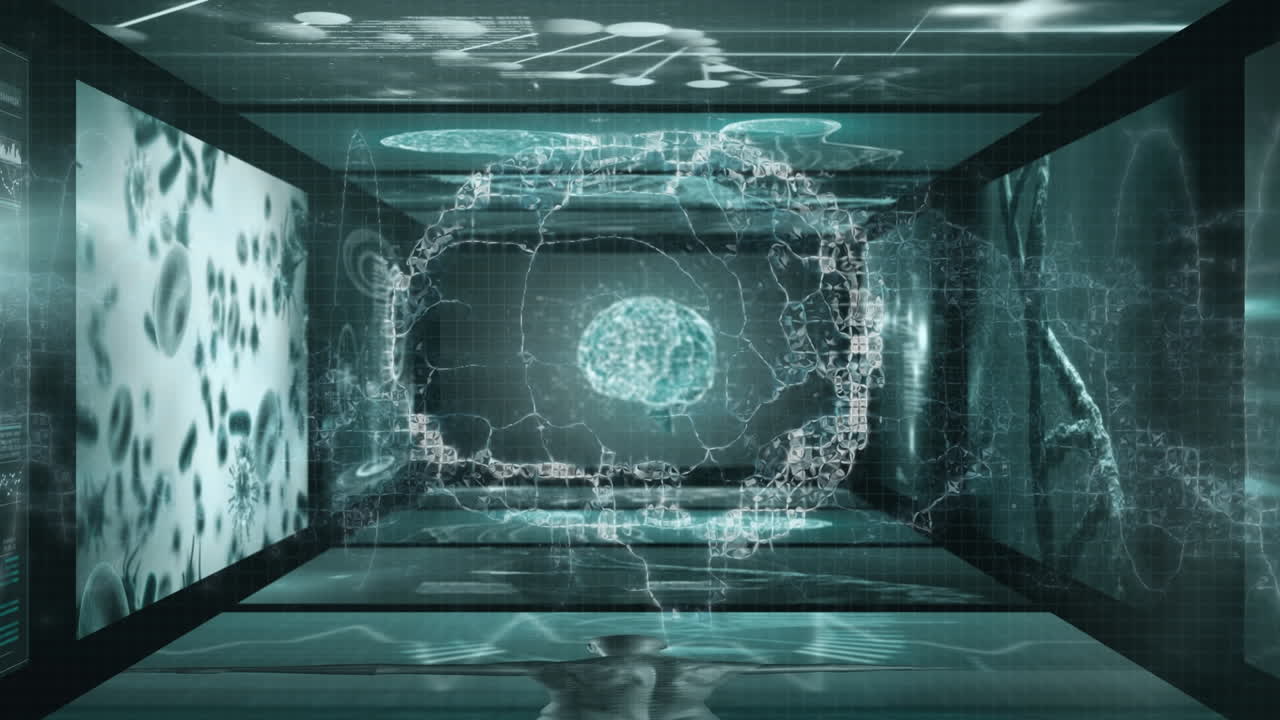 Animation of brain spinning over data processing