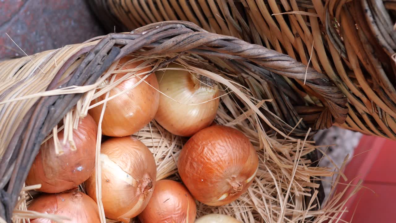 cebollas en una canasta