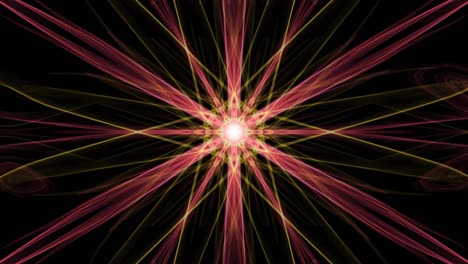 red and orange rays tunel, quick motion, patterns on black background, sci-fi technology, disco decoration, laser show
