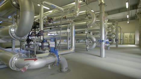 large industrial pipes in a room