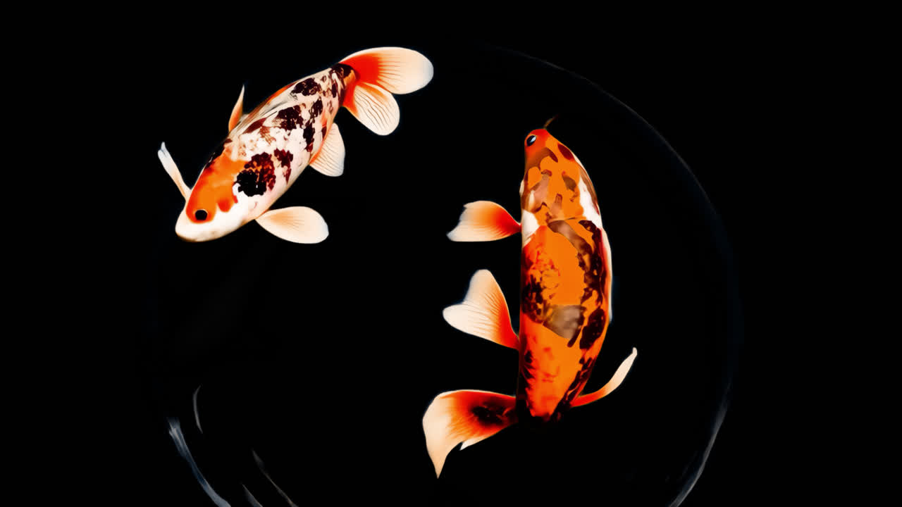 Koi fish swimming animated overlay, transparent 4K video, alpha channel, ProRes 4444