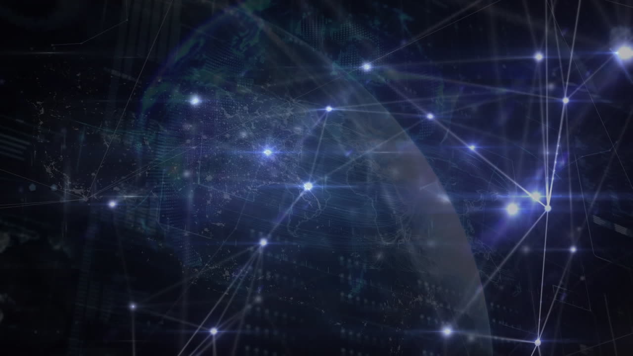 animación del globo con una red de conexiones con puntos brillantes