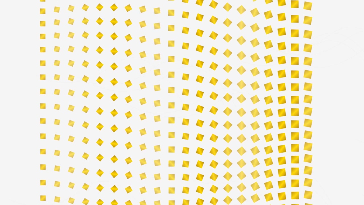 Abstract Animation of Waving Golden Squares on White Background