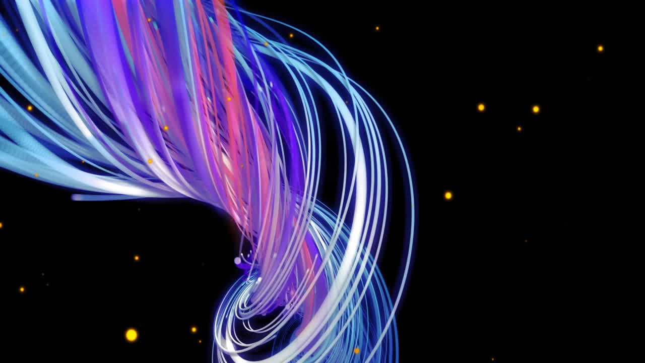 Animation of yellow spots over neon shapes moving