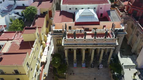 aerial truck left, teatro juarez in guanajuato city, mexico