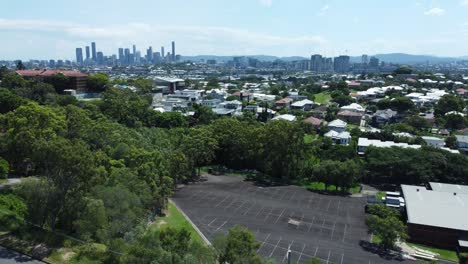 aerial perspective: east brisbane suburbia and city skyline