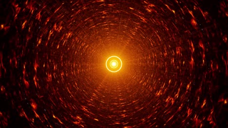 círculo de luz naranja brillante túnel de llamarada vj bucle