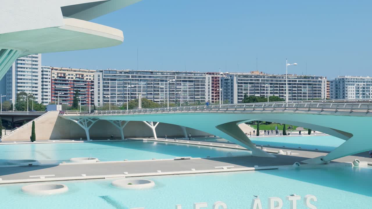 Modern City Bridge and Fountains