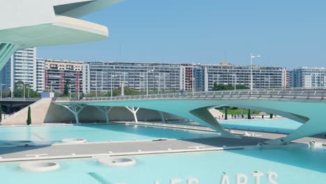 modern city bridge and fountains