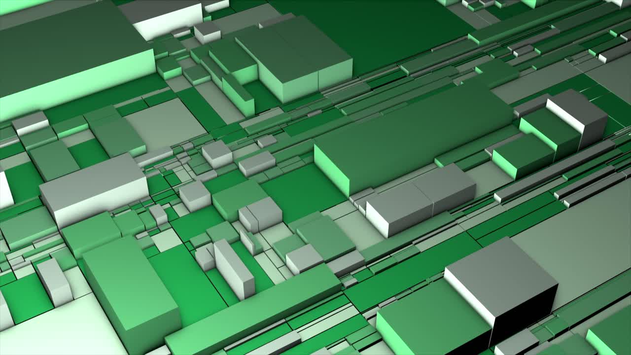 Abstract Geometric Pattern with Green and White Cubes