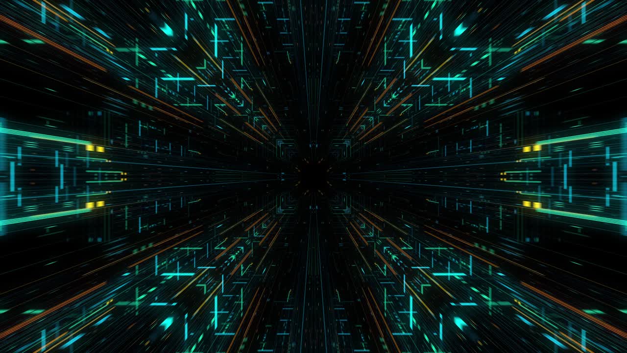 AI artificial intelligence and ML machine learning abstract concept, CPU GPU computing core with information streams. Data deep learning computer machine. Seamless loop, 3D render g