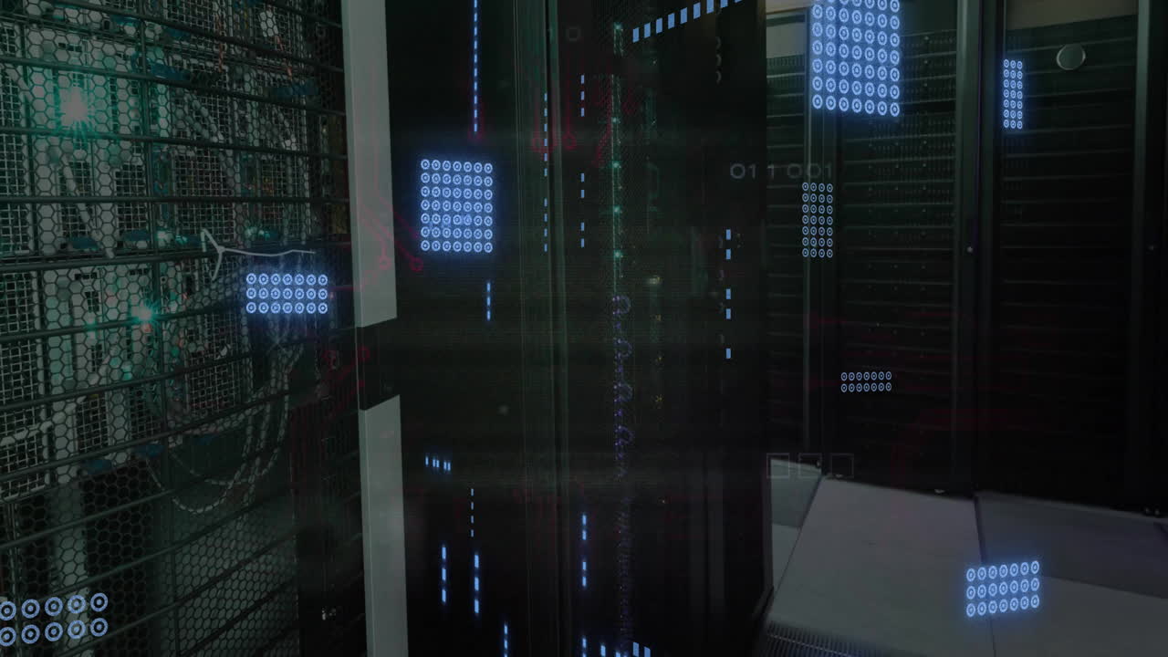 Animation of shapes over server room