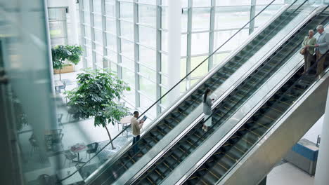 Escalator,-travel-and-professional-business-people