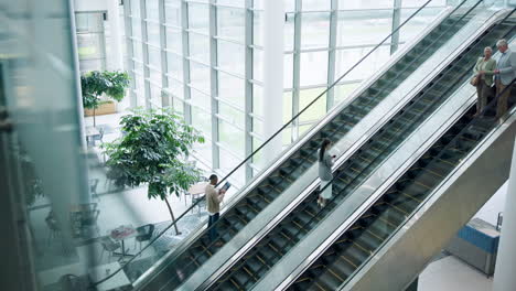 escalator, travel and professional business people