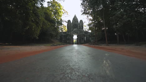 Aerial Cinematic Vertigo Effect, Victory Gate Temple In Cambodia