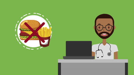 professional doctor with healthy lifestyle animation