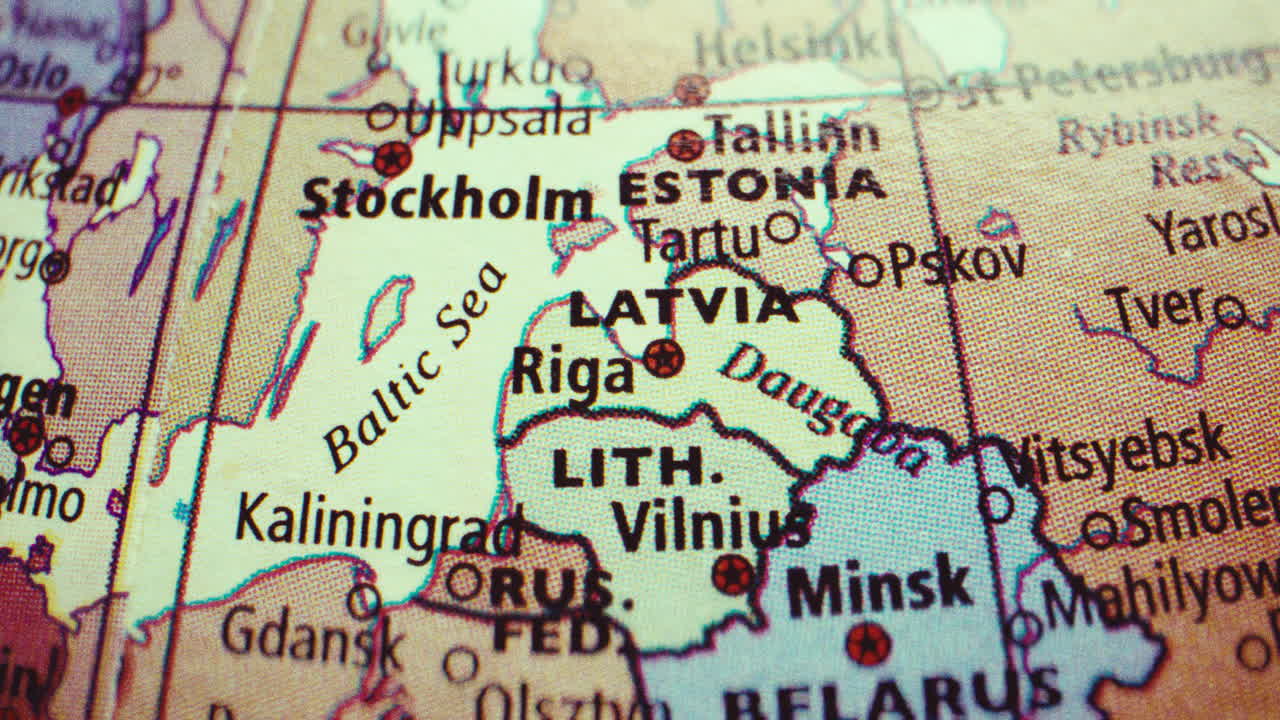 Map of the Baltic Sea region on a globe