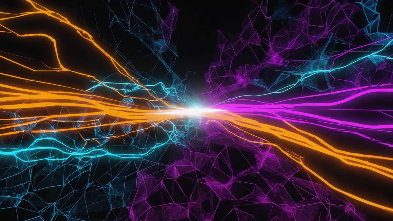 Abstract Digital Energy Flow with Shattered Network Background