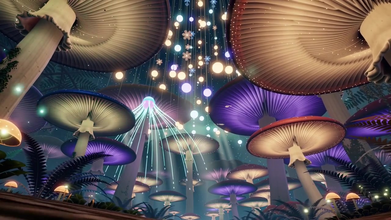 Magical Glowing Mushrooms in an Enchanted Fantasy Forest