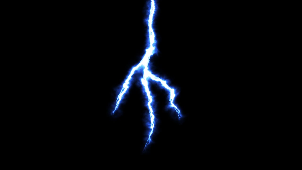 Fulmini Blu Brillanti che Colpiscono su Sfondo Nero