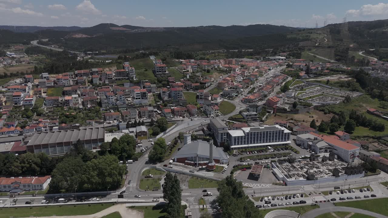 aerial - Perafita church and urban surroundings in northern Portugal