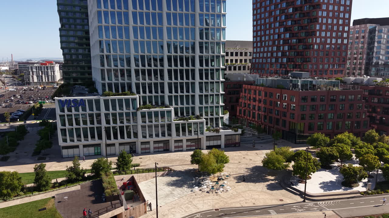 San Francisco USA, Drone Shot of Mission Rock Neighborhood, Modern Office and Apartments Buildings on Sunny Day