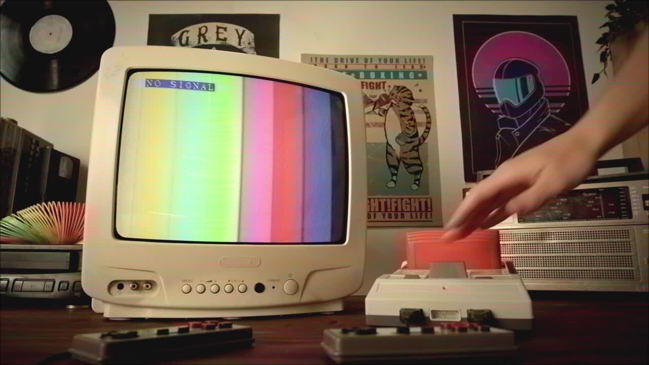 Retro Gaming Setup with Vintage TV