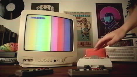 retro gaming setup with vintage tv