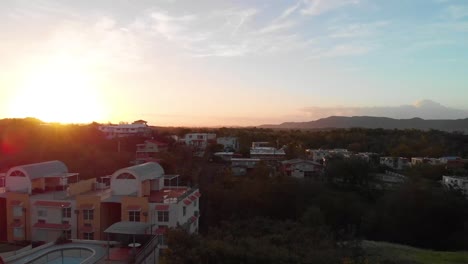 push in sunrise over apartment