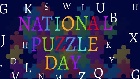 animation of letters making national puzzle day writing