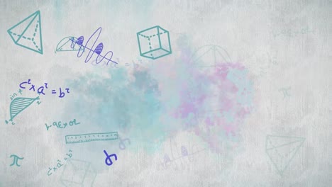 animación de dibujos matemáticos y fórmulas sobre un fondo blanco