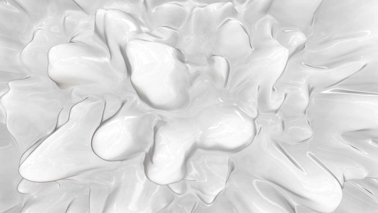 액체 추상 백색 배경: 부드러운 반이는 텍스처 3d 렌더링 루프